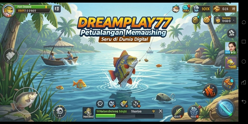 Screenshot utama DREAMPLAY77 menunjukkan gameplay seru dalam memancing.