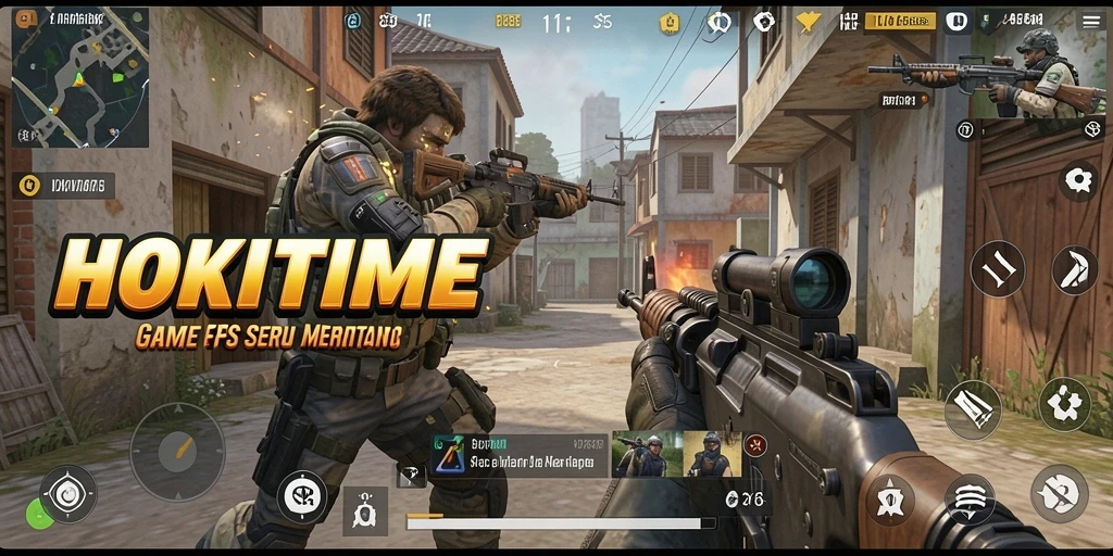 Tampilan gameplay HOKITIME yang mendebarkan dan penuh aksi FPS.