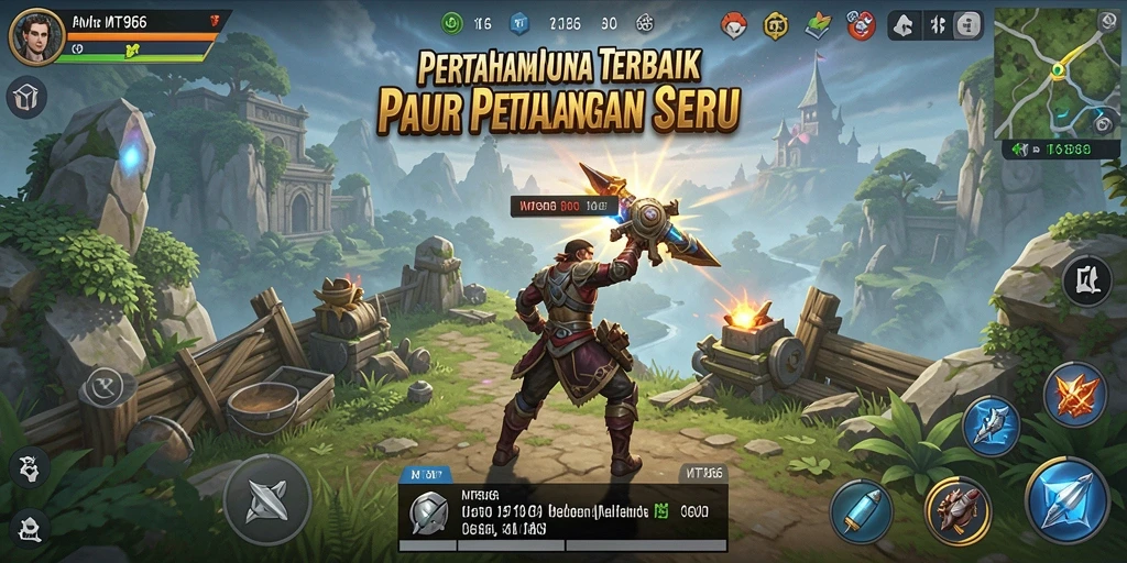 Tangkapan layar gameplay MT966 menampilkan menara yang strategis dan serangan musuh yang intens.