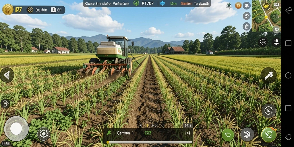 Screenshot PT707 menampilkan aksi seru dalam bertani.