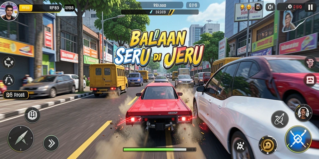 Tangkapan layar gameplay RR89 yang menunjukkan balapan seru dan grafis menakjubkan.