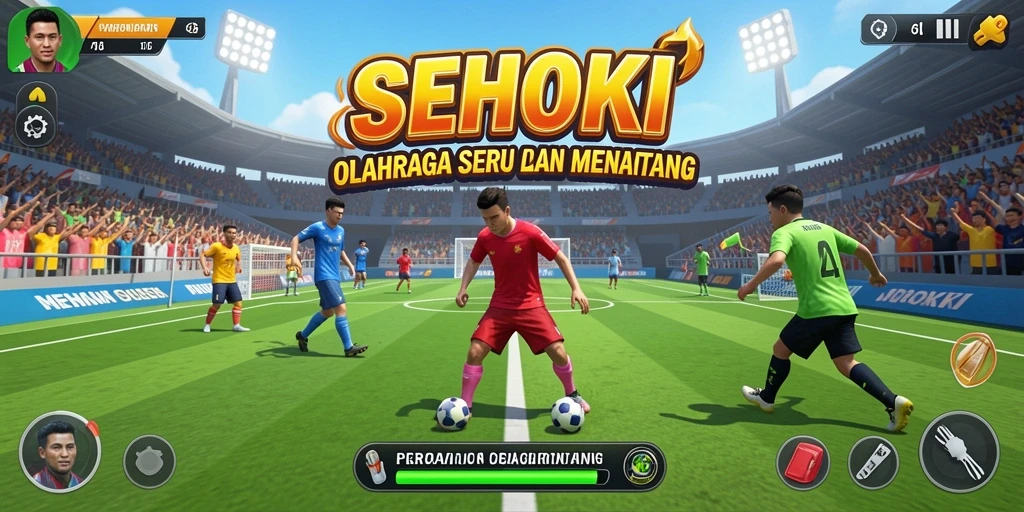 Tangkapan layar gameplay SEHOKI menampilkan aksi olahraga yang menegangkan.