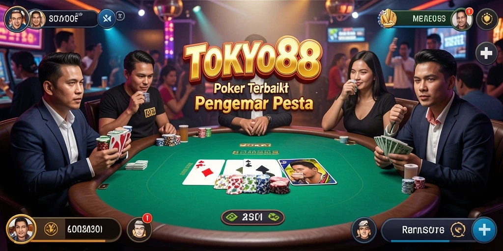 Screenshot utama TOKYO88 menampilkan gameplay Poker yang mendebarkan.