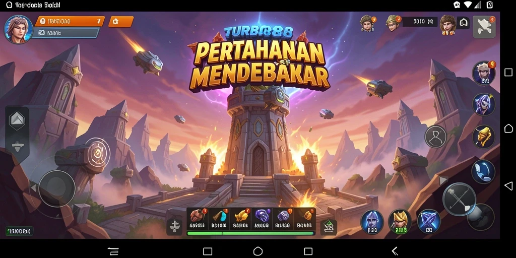 Screenshot gameplay TURBO88 yang menunjukkan aksi pertahanan menara.